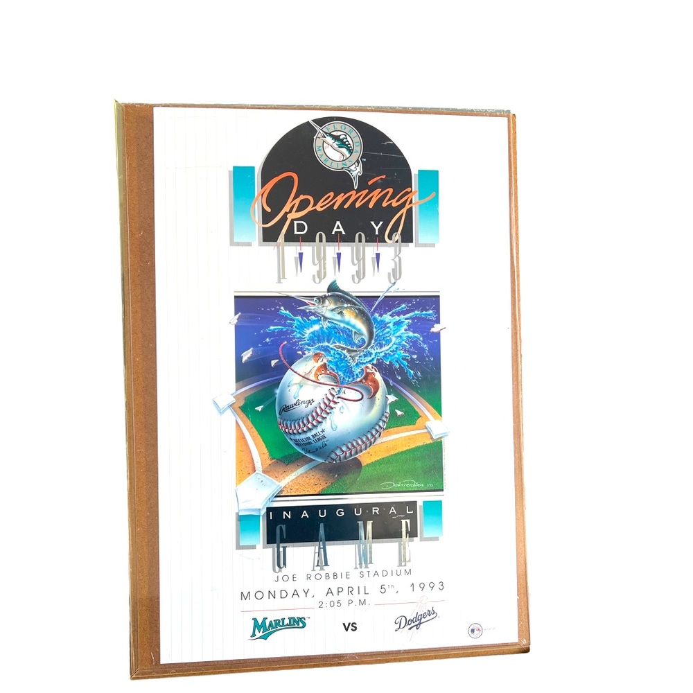 1993 OPENING DAY MARLINS vs. DODGERS Poster Inaugural JOE ROBBIE STADIUM.